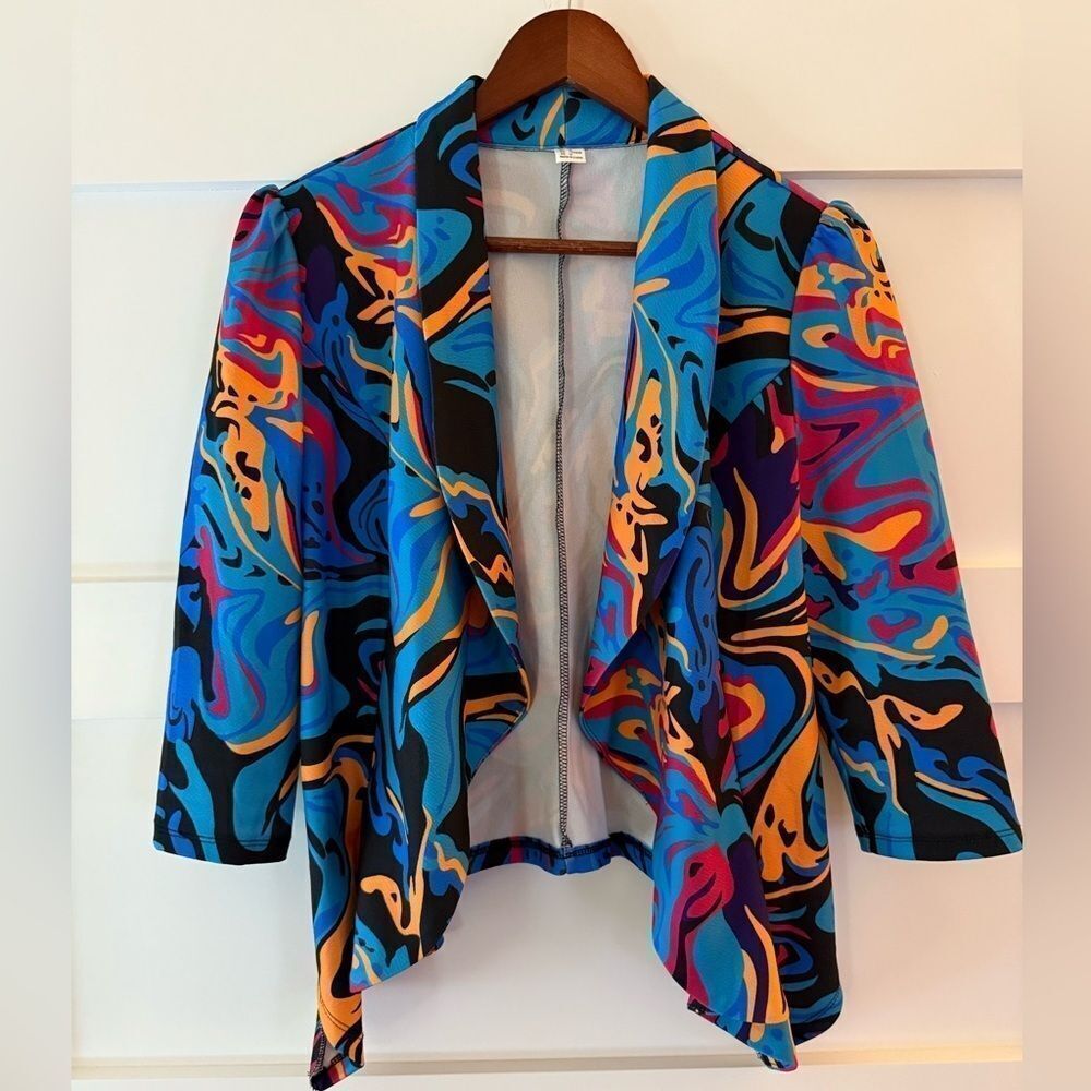 Trendy 80s peplum multicolorโfun jacket size medium